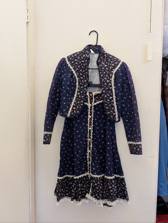 Vintage Other - Vintage 70s Navy Floral Gunne Sax Style Girls Jacket And Skirt Coord Set Youth 5